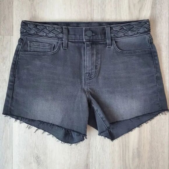 L'Agence Sonia Mid Rise Braided Cutoffs Jean Shorts Vintage Black - Picture 1 of 6